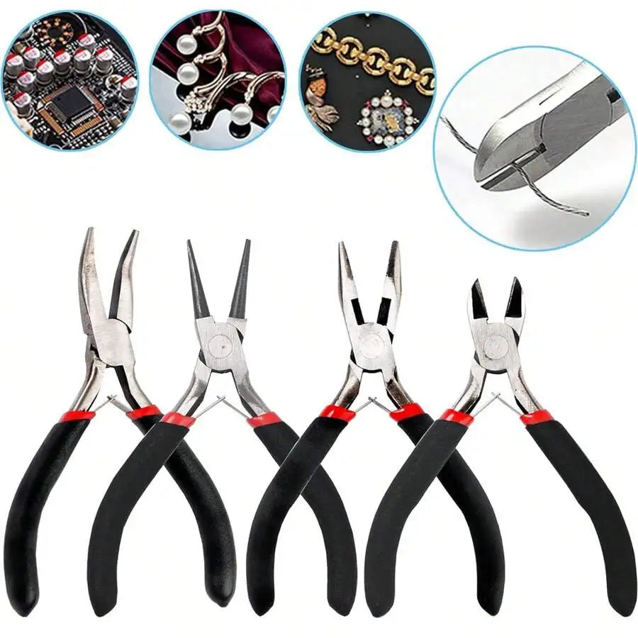 4 Pack Jewelry Pliers Kit Needle Nose Chain Nose Round