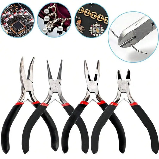 4 Pack Jewelry Pliers Kit Needle Nose Chain Nose Round
