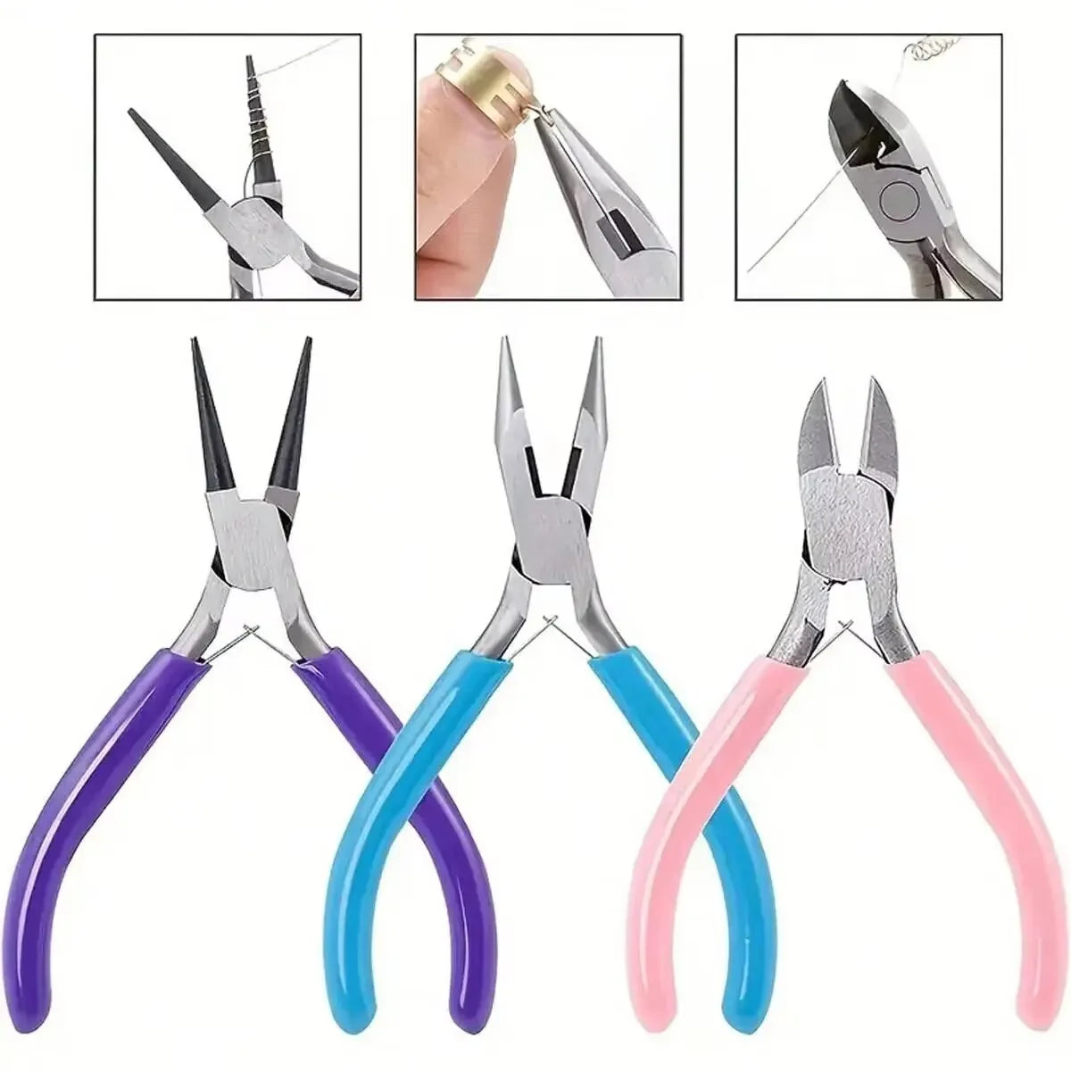 4 Pack Jewelry Pliers Kit Needle Nose Chain Nose Round